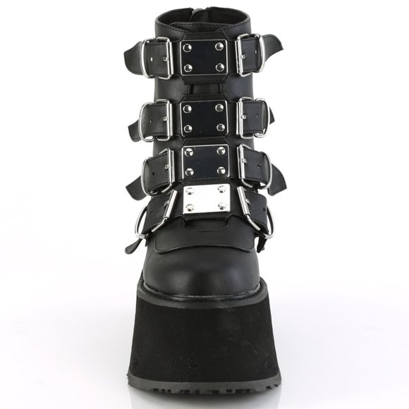 Goth Metal Plate Platform Ankle Boots